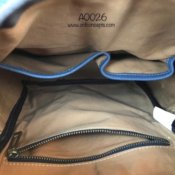 Blue Leather Backpack, Royal Blue - Picture 2 of 6